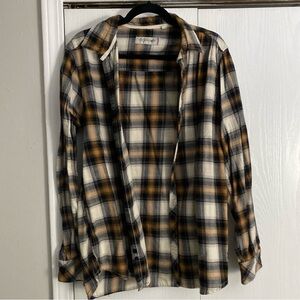 Plaid Men's Shirt in Black, White, and Brown